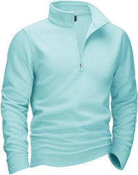 Thumbnail for Quarter-Zip Pullover Tops Mens Fleece Sweatshirts