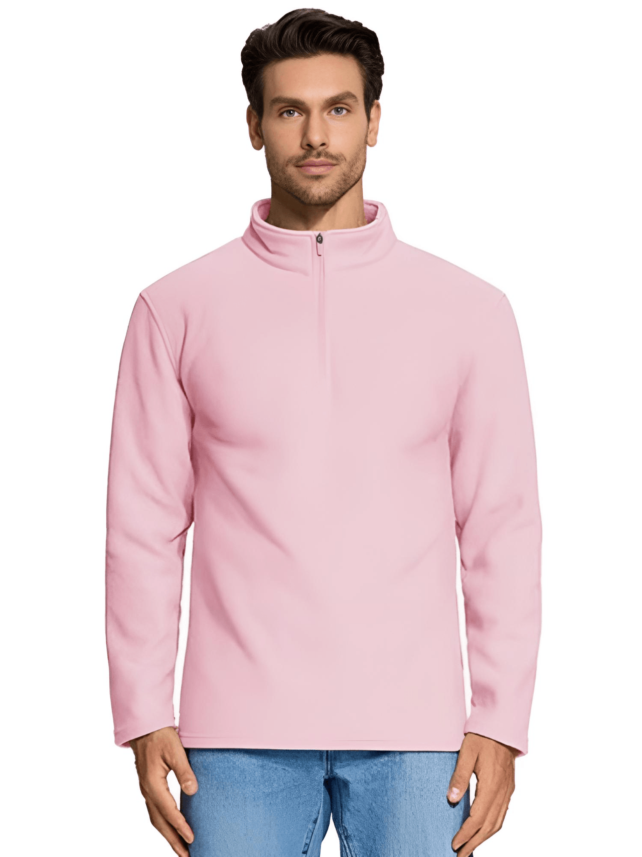 Quarter-Zip Pullover Tops Mens Fleece Sweatshirts