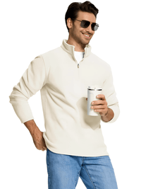 Thumbnail for Quarter-Zip Pullover Tops Mens Fleece Sweatshirts