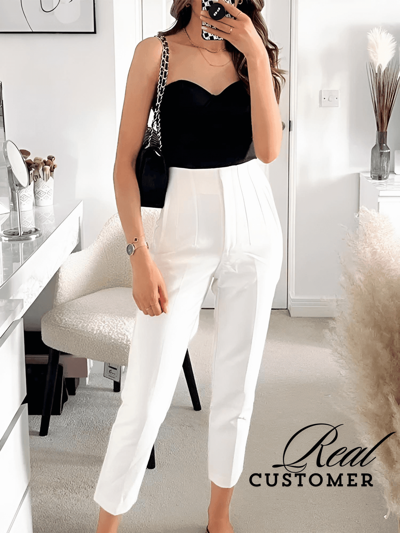 High Waist Ankle Length Pants for Women With Seam Detail -, Pants , Drestiny , Australia, Beige, Black, Blue, Brown, Casual Pants, Deep Pink, Dress Pants, FR, Green, Khaki, L, M, New Zealand, S, United Kingdom, United States, White, XL, XS , Drestiny , www.shopdrestiny.com