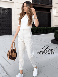 Thumbnail for High Waist Ankle Length Pants for Women With Seam Detail -, Pants , Drestiny , Australia, Beige, Black, Blue, Brown, Casual Pants, Deep Pink, Dress Pants, FR, Green, Khaki, L, M, New Zealand, S, United Kingdom, United States, White, XL, XS , Drestiny , www.shopdrestiny.com