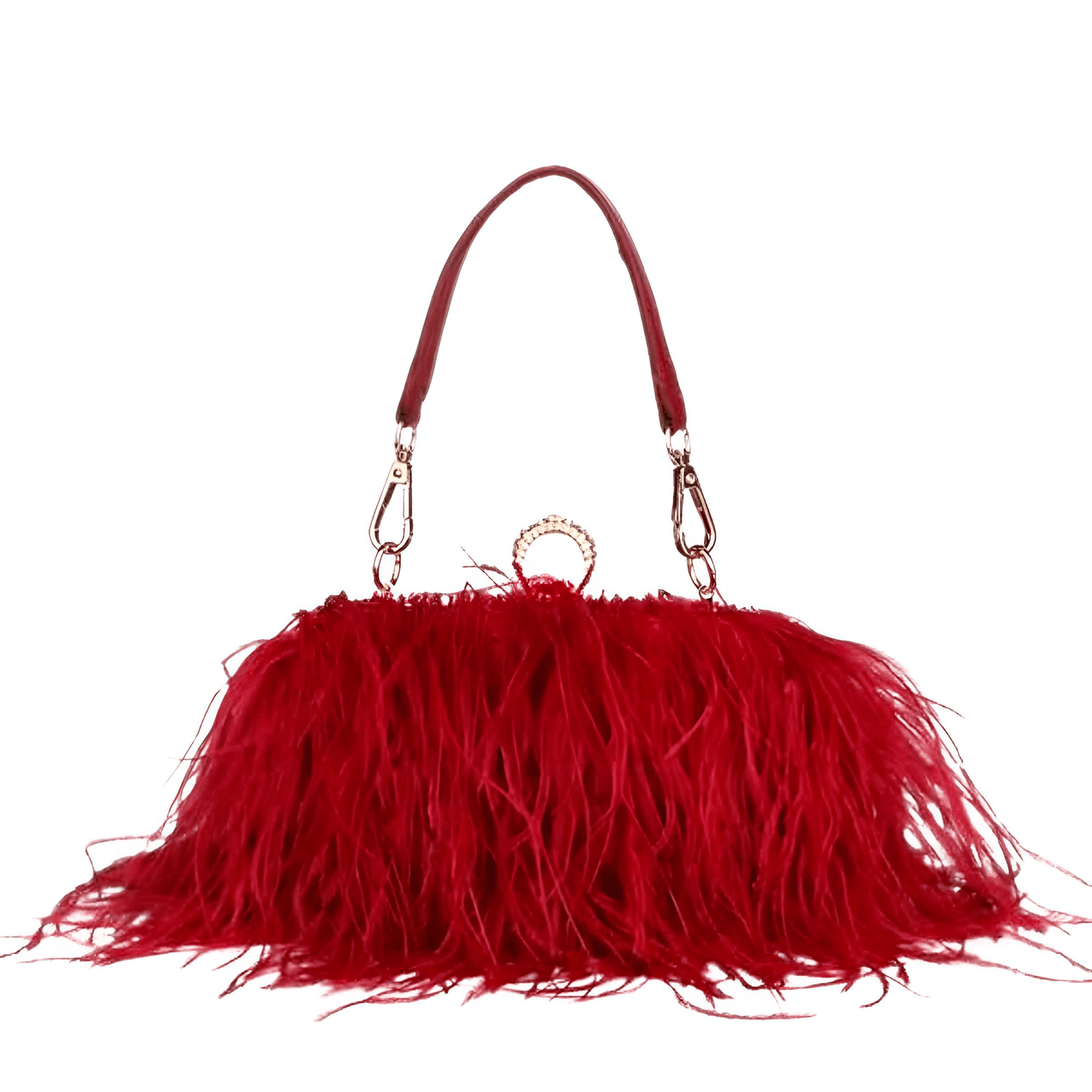 Ostrich Feather Clutch With Removable Shoulder Strap & Satin Interior -, Clutch , Drestiny , Australia, Canada, Champagne, Clutches, Dark Green, Dark Pink, FR, Gold, Green, Handbags, Pink, Purses, Red, United Kingdom, United States, White , Drestiny , www.shopdrestiny.com