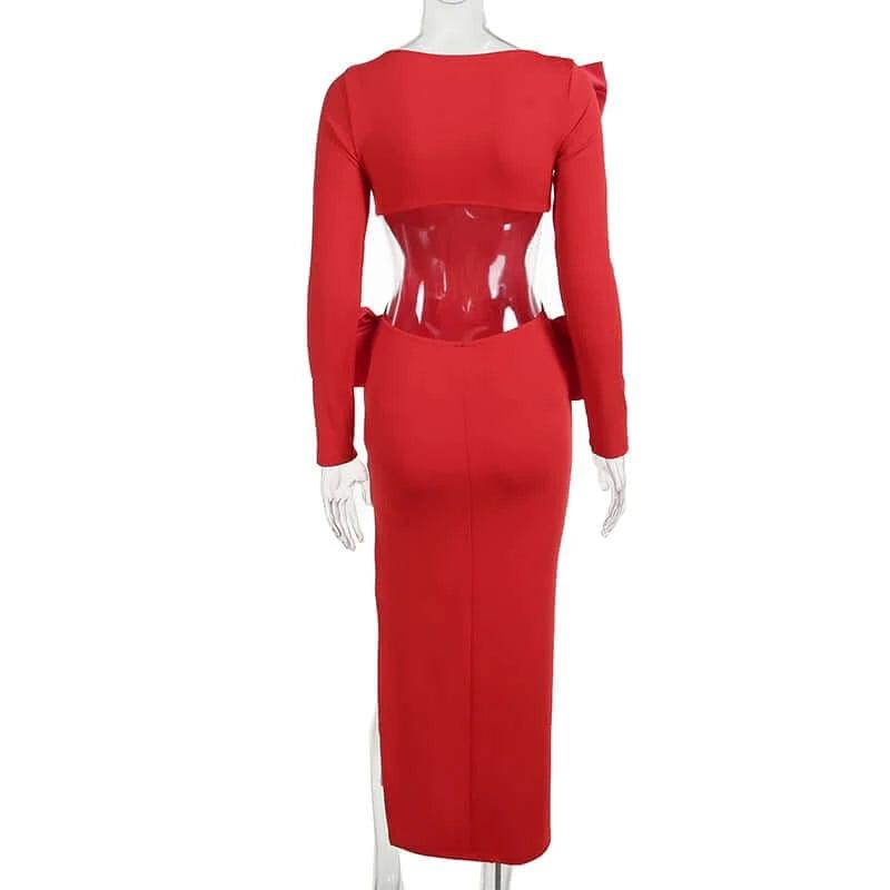 Elegant Backless Bow Red Maxi Dress For Women -, Dress , Drestiny , Ankle Length Dresses, Australia, Canada, FR, L, Long Sleeves, M, Maxi Dresses, New Zealand, Red, S, United Kingdom, United States , Drestiny , www.shopdrestiny.com