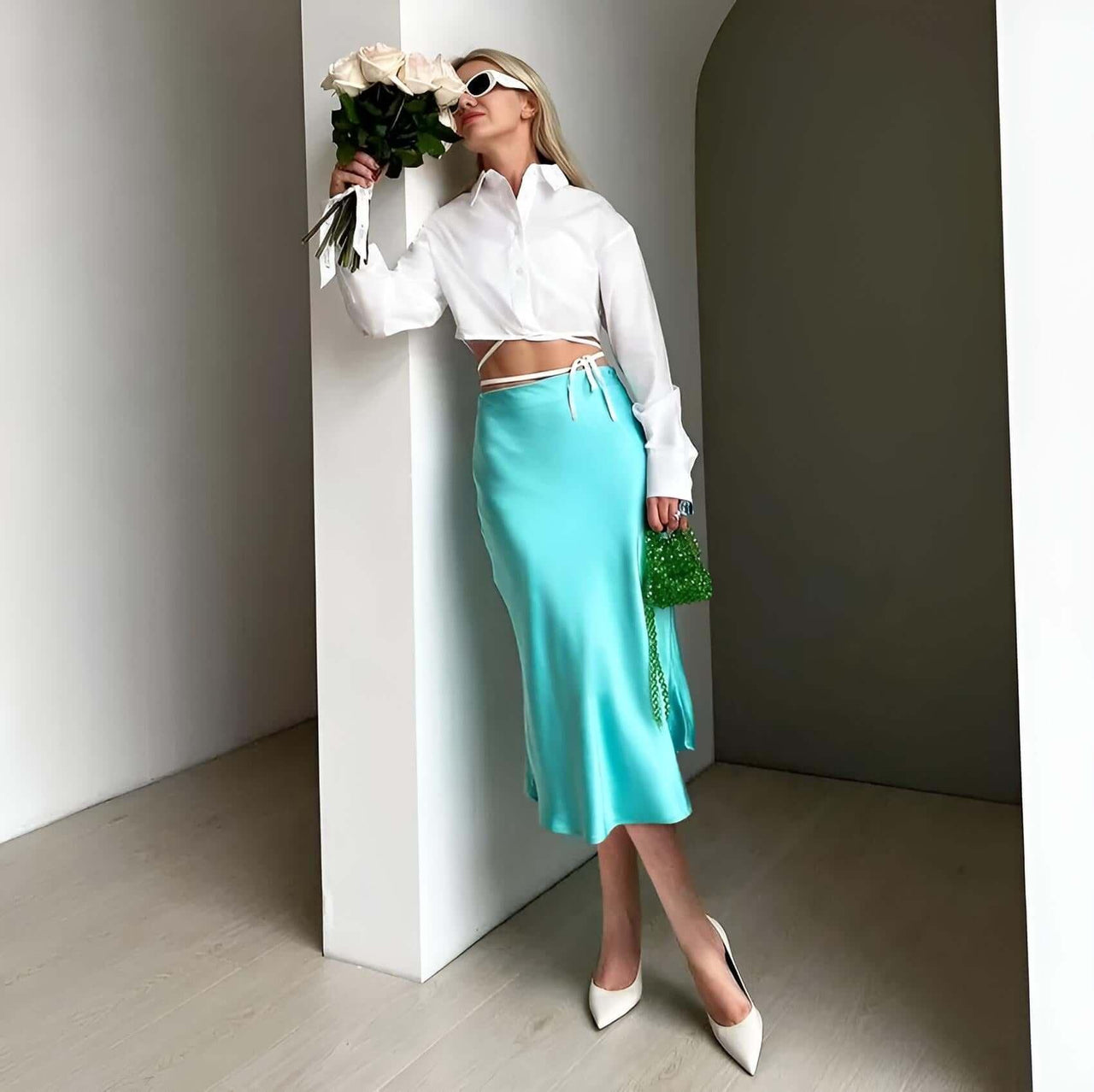 Satin Skirt Women High Waisted & Matching Top -, Outfit Sets , Drestiny , Australia, Black, Brown, Canada, Crop Tops, Deep Pink, Gender_Women, Green, L, Lake Blue, Light Blue, Light Green, M, New Zealand, Orange, Pink, Purple, S, Skirt Sets, Skirts, Sleeveless, Tank Tops, Teal, United Kingdom, United States, Wine Red , Drestiny , www.shopdrestiny.com