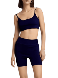 Thumbnail for Seamless Yoga Set Female Women's Crop Top Bra & Shorts 2PCS -, Short Sets , Drestiny , Australia, Black, Blue, Canada, Crop Tops, Dark Blue, Gender_Women, Grey, L, M, Navy, New Zealand, S, Sets, Short Sets, Shorts, Sleeveless, United Kingdom, United States, White , Drestiny , www.shopdrestiny.com