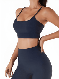 Thumbnail for Seamless Yoga Set Female Women's Crop Top Bra & Shorts 2PCS -, Short Sets , Drestiny , Australia, Black, Blue, Canada, Crop Tops, Dark Blue, Gender_Women, Grey, L, M, Navy, New Zealand, S, Sets, Short Sets, Shorts, Sleeveless, United Kingdom, United States, White , Drestiny , www.shopdrestiny.com