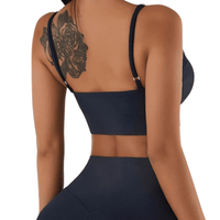 Thumbnail for Seamless Yoga Set Female Women's Crop Top Bra & Shorts 2PCS -, Short Sets , Drestiny , Australia, Black, Blue, Canada, Crop Tops, Dark Blue, Gender_Women, Grey, L, M, Navy, New Zealand, S, Sets, Short Sets, Shorts, Sleeveless, United Kingdom, United States, White , Drestiny , www.shopdrestiny.com