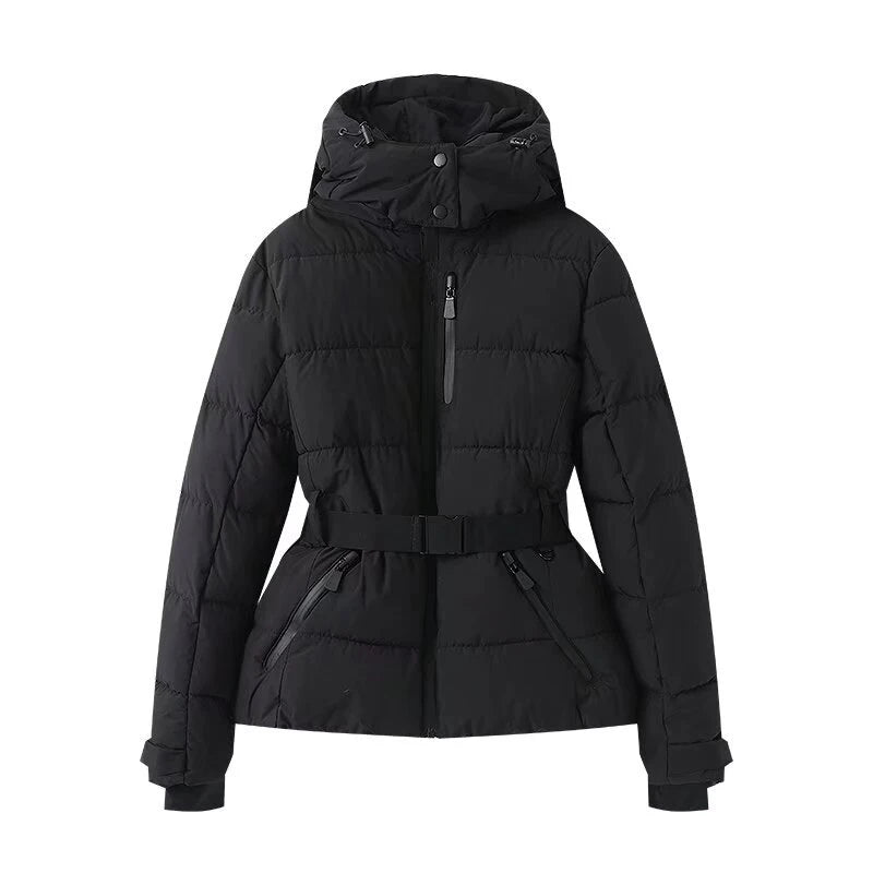 Fashion Waist Women's Hooded Belt Jacket, Drestiny, Women's Hooded Jacket with Belt, Hooded Jacket with Waist Tie, Belted Hooded Jacket Women, Women's Hooded Coat with Belt, Fashionable Hooded Jackets for Women, United States, Canada, Australia, New Zealand, United Kingdom, XS, S, M, L, Lattice, Black, Champagne, 2, 4, 6, 8, 10, USA, UK, Shopdrestiny.com