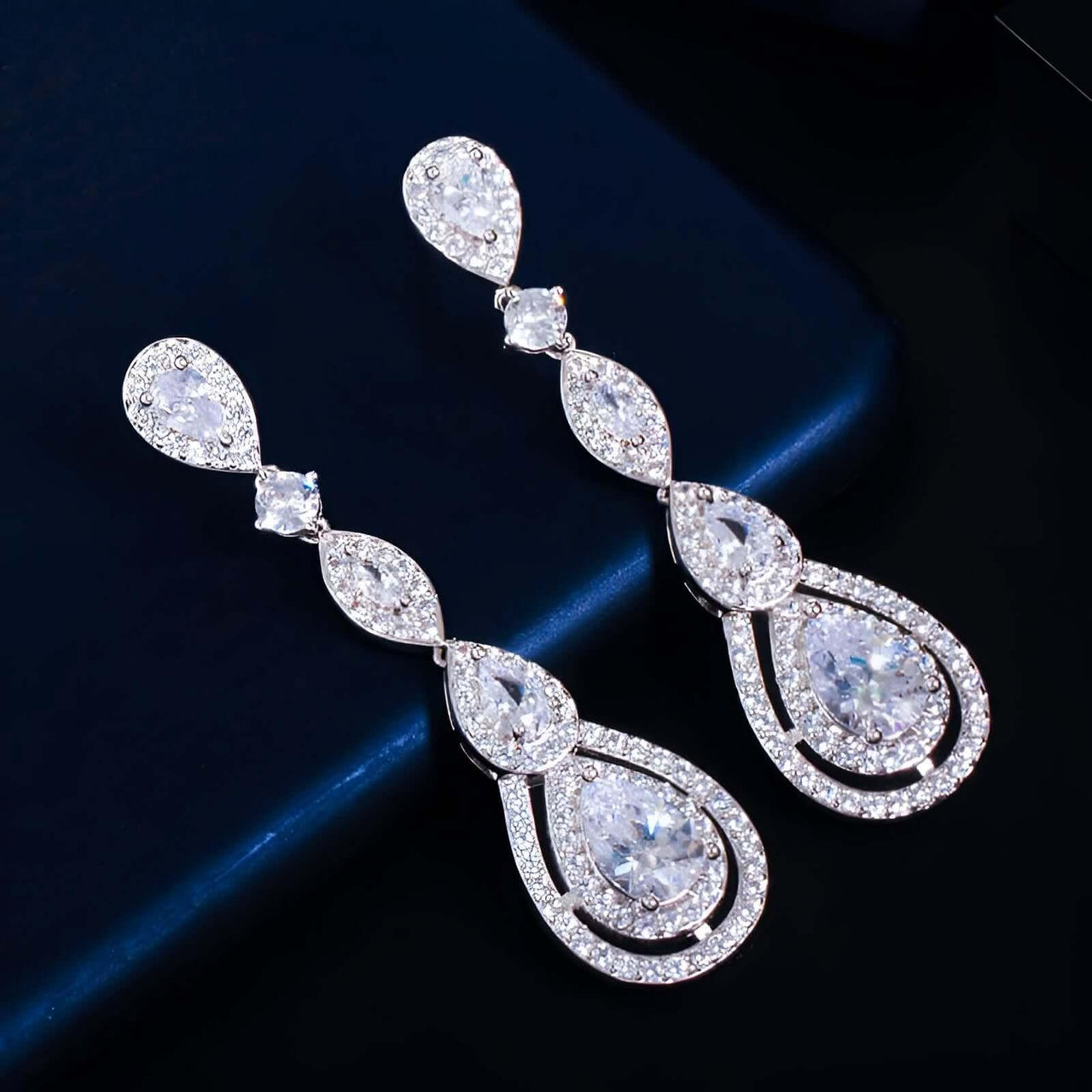 Shiny White CZ Long Water Drop Dangle Earrings -, Earrings , Drestiny , Australia, Canada, Earrings, Gender_Women, Gold, New Zealand, Pink, Rose Gold, Silver, United Kingdom, United States , Drestiny , www.shopdrestiny.com