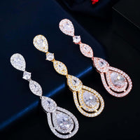 Thumbnail for Shiny White CZ Long Water Drop Dangle Earrings -, Earrings , Drestiny , Australia, Canada, Earrings, Gender_Women, Gold, New Zealand, Pink, Rose Gold, Silver, United Kingdom, United States , Drestiny , www.shopdrestiny.com