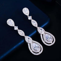 Thumbnail for Shiny White CZ Long Water Drop Dangle Earrings -, Earrings , Drestiny , Australia, Canada, Earrings, Gender_Women, Gold, New Zealand, Pink, Rose Gold, Silver, United Kingdom, United States , Drestiny , www.shopdrestiny.com