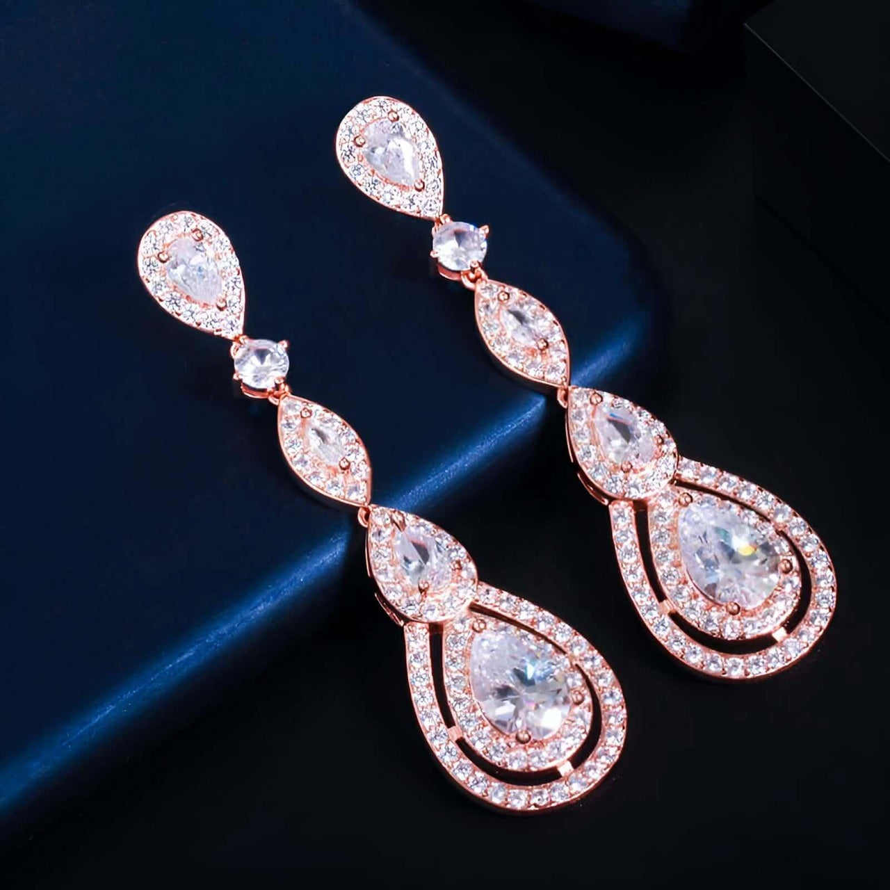 Shiny White CZ Long Water Drop Dangle Earrings -, Earrings , Drestiny , Australia, Canada, Earrings, Gender_Women, Gold, New Zealand, Pink, Rose Gold, Silver, United Kingdom, United States , Drestiny , www.shopdrestiny.com