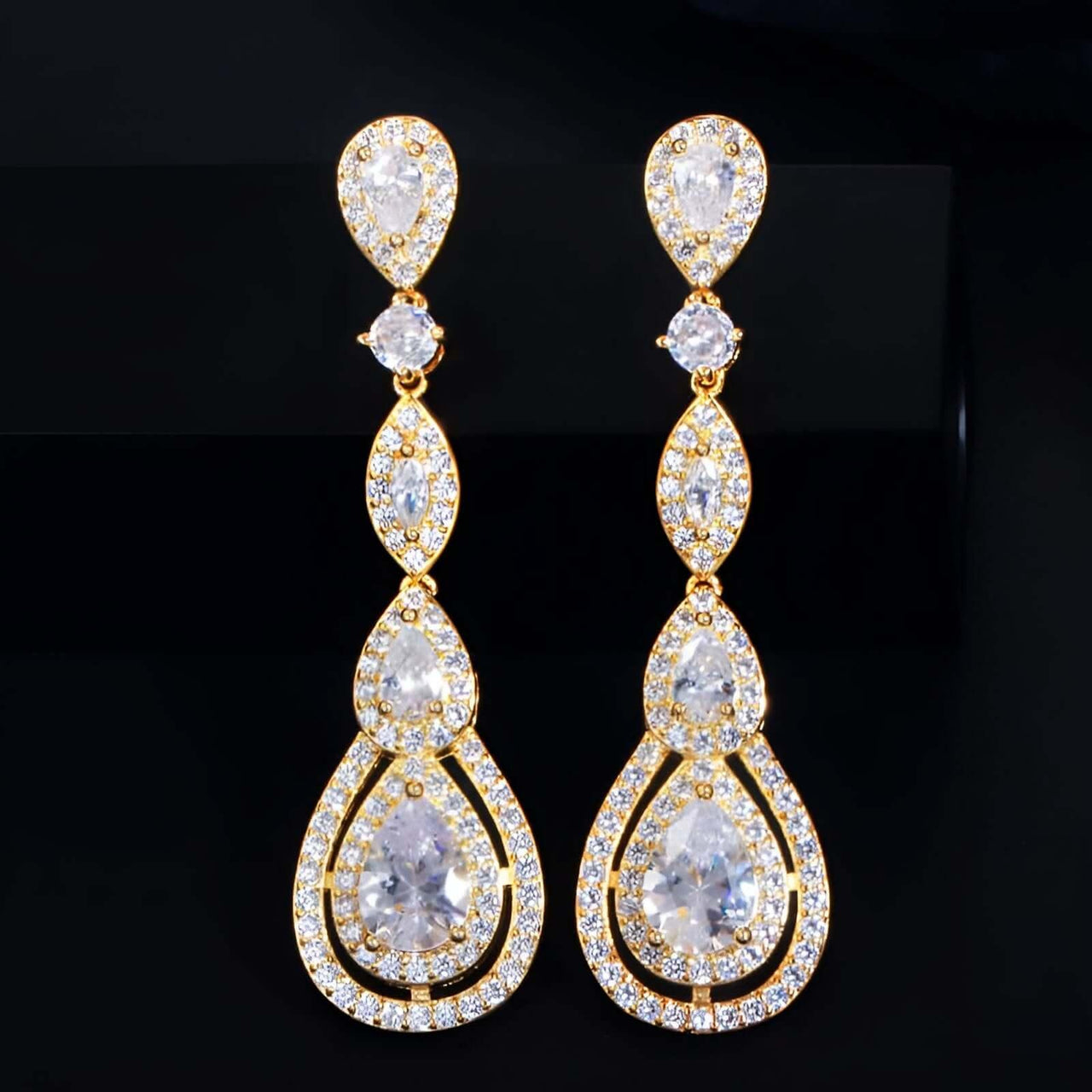 Shiny White CZ Long Water Drop Dangle Earrings -, Earrings , Drestiny , Australia, Canada, Earrings, Gender_Women, Gold, New Zealand, Pink, Rose Gold, Silver, United Kingdom, United States , Drestiny , www.shopdrestiny.com