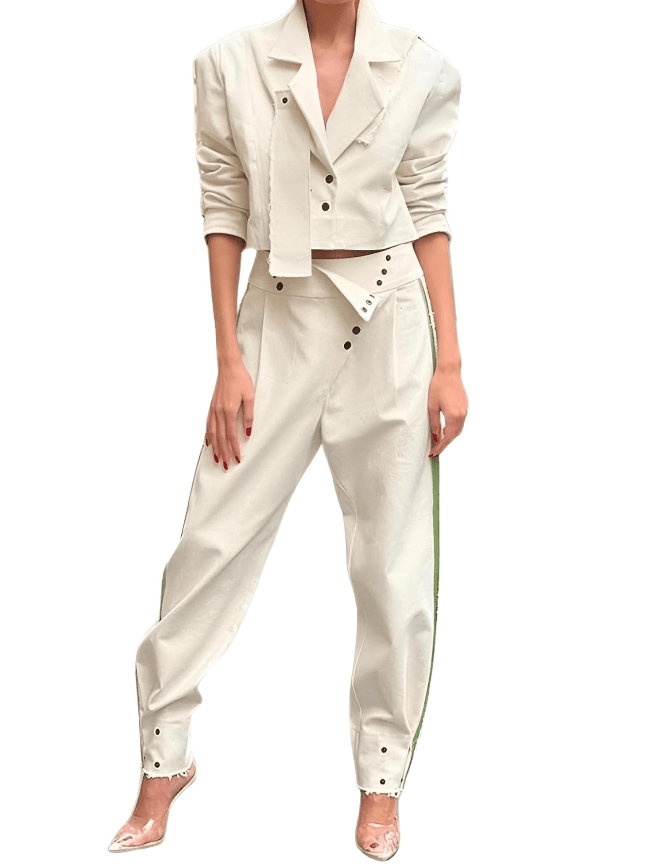 Women's Long Sleeve Button Jacket & Pants Sets - High-End Streetwear! -, Outfit Sets , Drestiny , Australia, Black, Blazers, Canada, Crop Tops, Dress Pants, Dress Shirts, FR, Jackets, Khaki, L, Long Sleeves, M, New Zealand, Off White, Pant Sets, S, Sets, United Kingdom, United States, XL , Drestiny , www.shopdrestiny.com