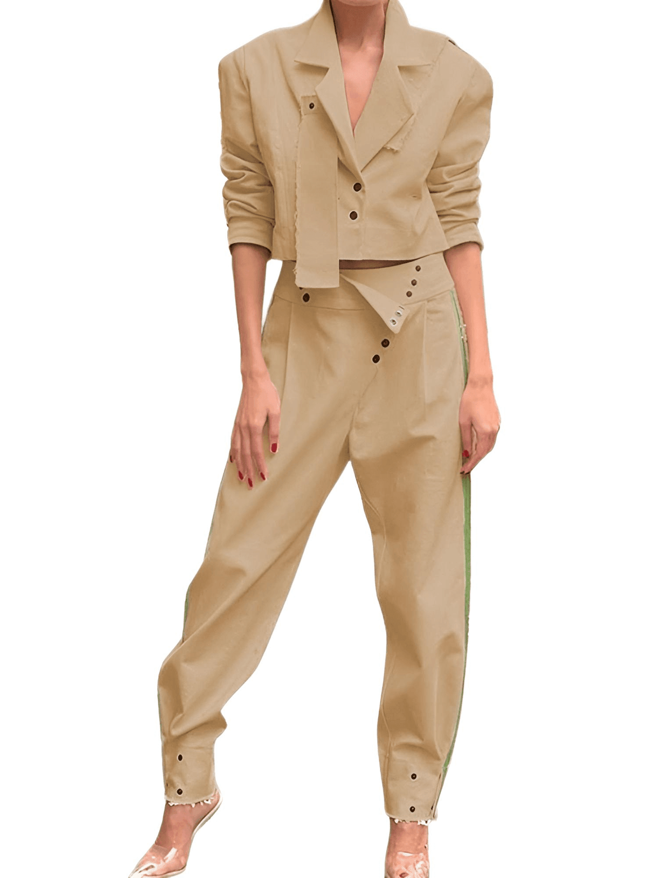 Women's Long Sleeve Button Jacket & Pants Sets - High-End Streetwear! -, Outfit Sets , Drestiny , Australia, Black, Blazers, Canada, Crop Tops, Dress Pants, Dress Shirts, FR, Jackets, Khaki, L, Long Sleeves, M, New Zealand, Off White, Pant Sets, S, Sets, United Kingdom, United States, XL , Drestiny , www.shopdrestiny.com