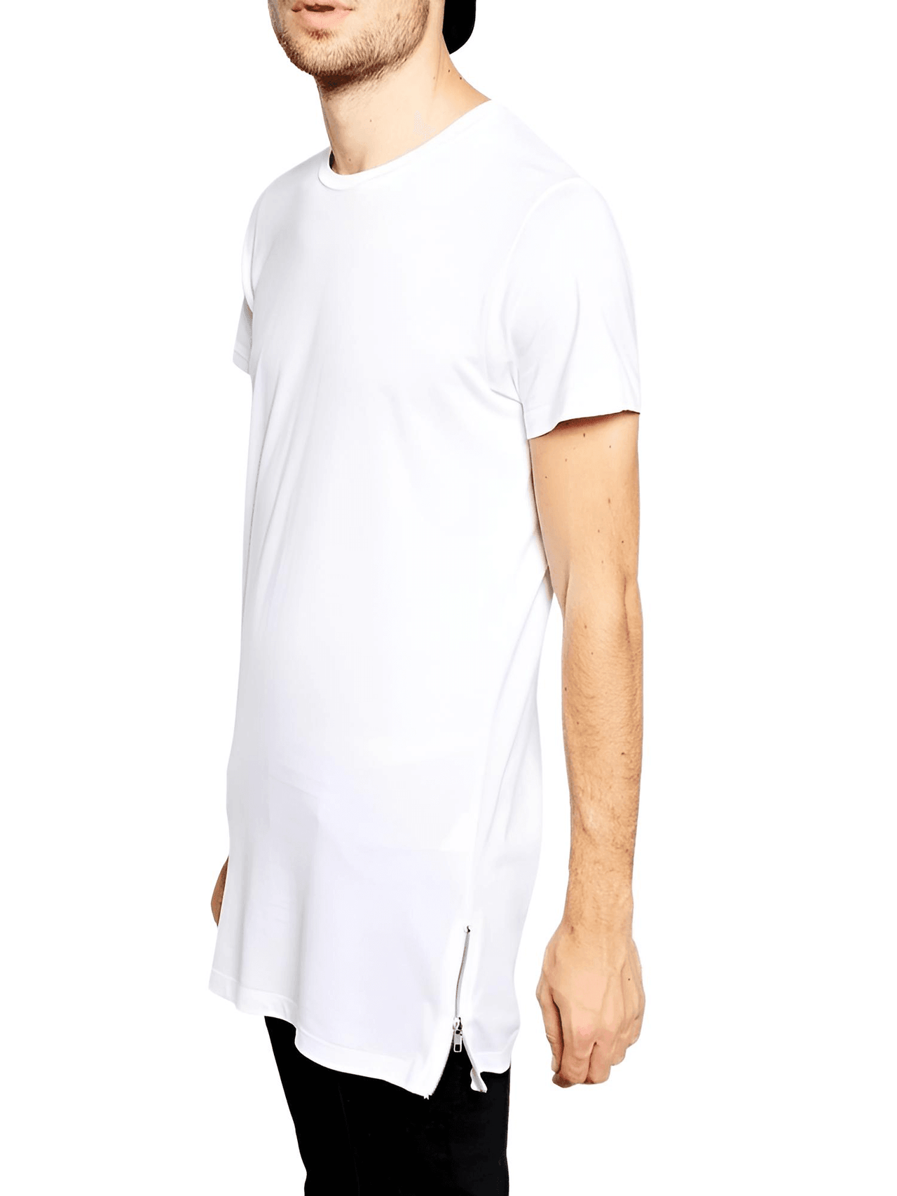 Side-Zip Hip Hop Extra Longline T-Shirt For Men -, T-Shirt , Drestiny , Australia, Black, Casual Shirts, Gender_Men, L, M, New Zealand, S, Short Sleeves, T-Shirts, United Kingdom, United States, White, XL, XXL , Drestiny , www.shopdrestiny.com