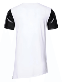 Thumbnail for Side Zipper Longline Leather Patchwork Streetwear T-Shirt for Men -, T-Shirt , Drestiny , Australia, Black, Casual Shirts, FR, L, M, New Zealand, S, Short Sleeves, T-Shirts, United Kingdom, United States, White, XL, XXL , Drestiny , www.shopdrestiny.com