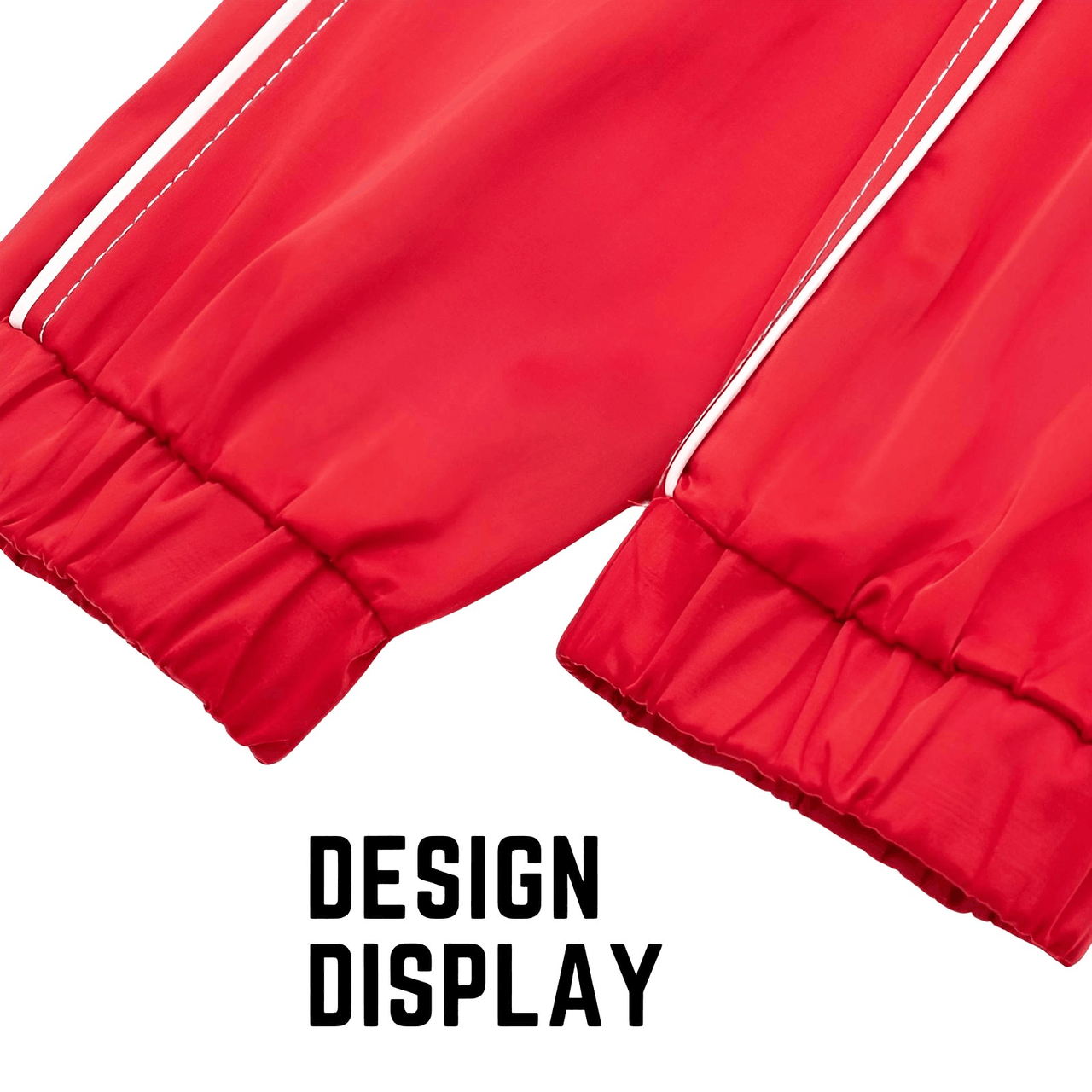 Side Zipper Straight Pant Loose Red Wide Leg Pants + Jacket Fashion Streetwear