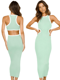 Thumbnail for Sleeveless Ribbed Cut Out Midi Dress For Women -, Dresses , Drestiny , Apricot, Australia, Black, Blue, Brown, Grey, L, Light Green, M, Melon, Midi Dresses, Navy, Pink, S, Sleeveless, United Kingdom, United States, Wine Red, XL , Drestiny , www.shopdrestiny.com