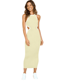 Thumbnail for Sleeveless Ribbed Cut Out Midi Dress For Women -, Dresses , Drestiny , Apricot, Australia, Black, Blue, Brown, Grey, L, Light Green, M, Melon, Midi Dresses, Navy, Pink, S, Sleeveless, United Kingdom, United States, Wine Red, XL , Drestiny , www.shopdrestiny.com