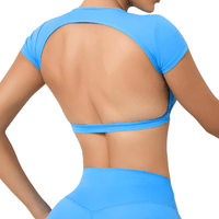 Thumbnail for Sports Shirts Breathable Workout Sportswear Fitness Backless Gym Crop Tops For Women -, Crop Top , Drestiny , Australia, Black, Blue, Brown, Canada, Coffee, Crop Tops, Dark Blue, Deep Pink, FR, Gender_Women, Grey, Hot Pink, L, M, Navy, New Zealand, Peach, Pink, Purple, Red, S, Short Sleeves, Sky Blue, United Kingdom, United States, White , Drestiny , www.shopdrestiny.com