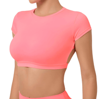 Thumbnail for Sports Shirts Breathable Workout Sportswear Fitness Backless Gym Crop Tops For Women -, Crop Top , Drestiny , Australia, Black, Blue, Brown, Canada, Coffee, Crop Tops, Dark Blue, Deep Pink, FR, Gender_Women, Grey, Hot Pink, L, M, Navy, New Zealand, Peach, Pink, Purple, Red, S, Short Sleeves, Sky Blue, United Kingdom, United States, White , Drestiny , www.shopdrestiny.com