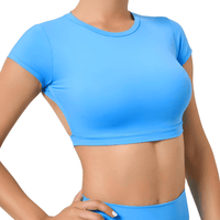 Thumbnail for Sports Shirts Breathable Workout Sportswear Fitness Backless Gym Crop Tops For Women -, Crop Top , Drestiny , Australia, Black, Blue, Brown, Canada, Coffee, Crop Tops, Dark Blue, Deep Pink, FR, Gender_Women, Grey, Hot Pink, L, M, Navy, New Zealand, Peach, Pink, Purple, Red, S, Short Sleeves, Sky Blue, United Kingdom, United States, White , Drestiny , www.shopdrestiny.com