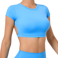 Thumbnail for Sports Shirts Breathable Workout Sportswear Fitness Backless Gym Crop Tops For Women -, Crop Top , Drestiny , Australia, Black, Blue, Brown, Canada, Coffee, Crop Tops, Dark Blue, Deep Pink, FR, Gender_Women, Grey, Hot Pink, L, M, Navy, New Zealand, Peach, Pink, Purple, Red, S, Short Sleeves, Sky Blue, United Kingdom, United States, White , Drestiny , www.shopdrestiny.com