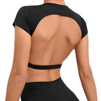 Thumbnail for Sports Shirts Breathable Workout Sportswear Fitness Backless Gym Crop Tops For Women -, Crop Top , Drestiny , Australia, Black, Blue, Brown, Canada, Coffee, Crop Tops, Dark Blue, Deep Pink, FR, Gender_Women, Grey, Hot Pink, L, M, Navy, New Zealand, Peach, Pink, Purple, Red, S, Short Sleeves, Sky Blue, United Kingdom, United States, White , Drestiny , www.shopdrestiny.com