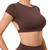 Thumbnail for Sports Shirts Breathable Workout Sportswear Fitness Backless Gym Crop Tops For Women -, Crop Top , Drestiny , Australia, Black, Blue, Brown, Canada, Coffee, Crop Tops, Dark Blue, Deep Pink, FR, Gender_Women, Grey, Hot Pink, L, M, Navy, New Zealand, Peach, Pink, Purple, Red, S, Short Sleeves, Sky Blue, United Kingdom, United States, White , Drestiny , www.shopdrestiny.com