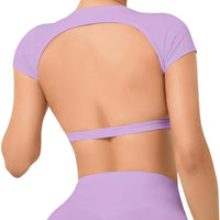 Thumbnail for Sports Shirts Breathable Workout Sportswear Fitness Backless Gym Crop Tops For Women -, Crop Top , Drestiny , Australia, Black, Blue, Brown, Canada, Coffee, Crop Tops, Dark Blue, Deep Pink, FR, Gender_Women, Grey, Hot Pink, L, M, Navy, New Zealand, Peach, Pink, Purple, Red, S, Short Sleeves, Sky Blue, United Kingdom, United States, White , Drestiny , www.shopdrestiny.com