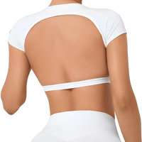 Thumbnail for Sports Shirts Breathable Workout Sportswear Fitness Backless Gym Crop Tops For Women -, Crop Top , Drestiny , Australia, Black, Blue, Brown, Canada, Coffee, Crop Tops, Dark Blue, Deep Pink, FR, Gender_Women, Grey, Hot Pink, L, M, Navy, New Zealand, Peach, Pink, Purple, Red, S, Short Sleeves, Sky Blue, United Kingdom, United States, White , Drestiny , www.shopdrestiny.com