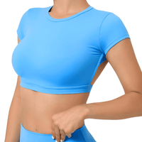 Thumbnail for Sports Shirts Breathable Workout Sportswear Fitness Backless Gym Crop Tops For Women -, Crop Top , Drestiny , Australia, Black, Blue, Brown, Canada, Coffee, Crop Tops, Dark Blue, Deep Pink, FR, Gender_Women, Grey, Hot Pink, L, M, Navy, New Zealand, Peach, Pink, Purple, Red, S, Short Sleeves, Sky Blue, United Kingdom, United States, White , Drestiny , www.shopdrestiny.com