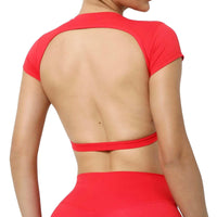 Thumbnail for Sports Shirts Breathable Workout Sportswear Fitness Backless Gym Crop Tops For Women -, Crop Top , Drestiny , Australia, Black, Blue, Brown, Canada, Coffee, Crop Tops, Dark Blue, Deep Pink, FR, Gender_Women, Grey, Hot Pink, L, M, Navy, New Zealand, Peach, Pink, Purple, Red, S, Short Sleeves, Sky Blue, United Kingdom, United States, White , Drestiny , www.shopdrestiny.com