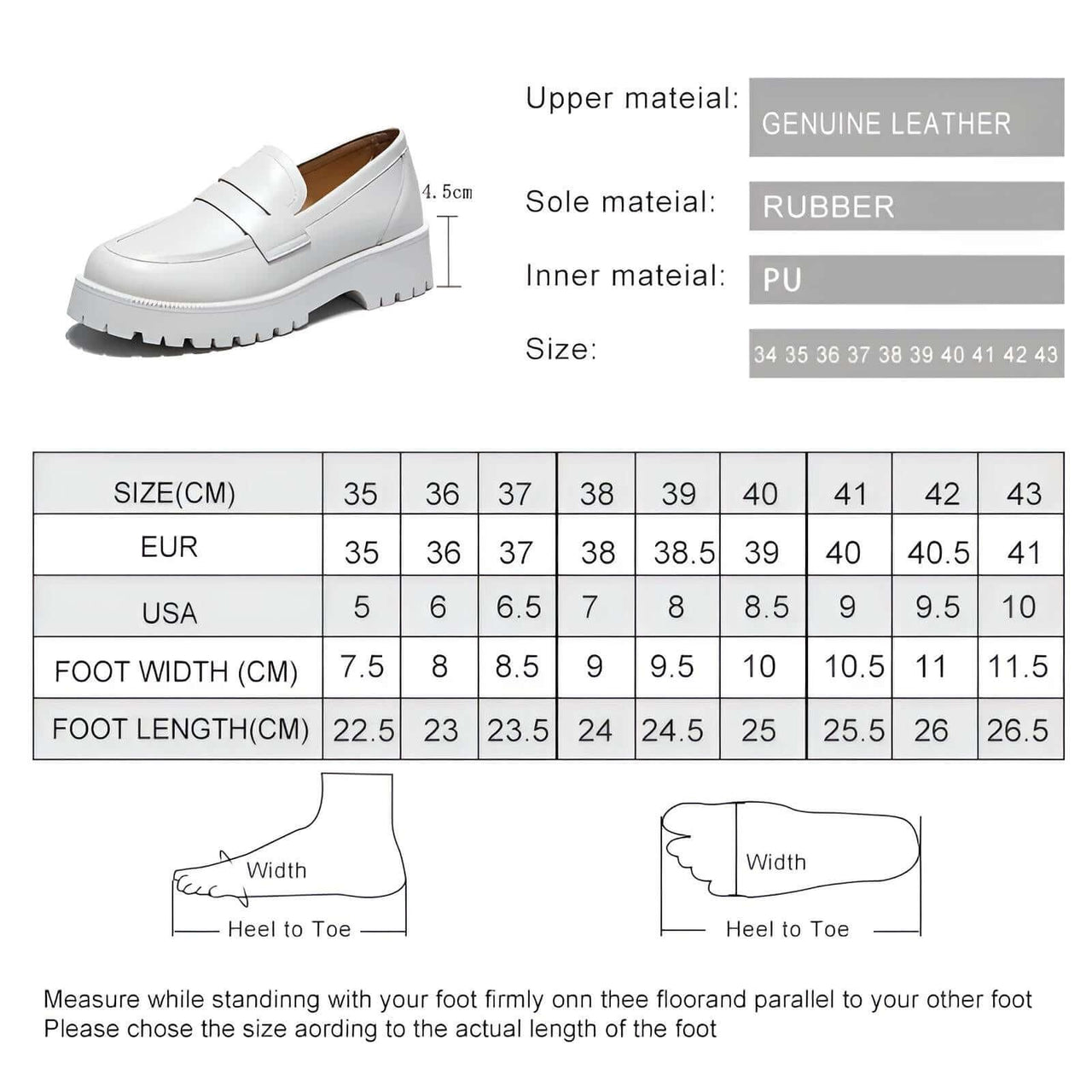 Spring Shoes Women's Thick-Soled College Style Casual Loafers In Genuine Leather -, Shoes , Drestiny , 10, 5, 6, 6.5, 7, 8, 8.5, 9, 9.5, Australia, Beige, Black, Blue, Brown, Flats, FR, Grey, Light Yellow, Loafers, Off White, United Kingdom, United States , Drestiny , www.shopdrestiny.com