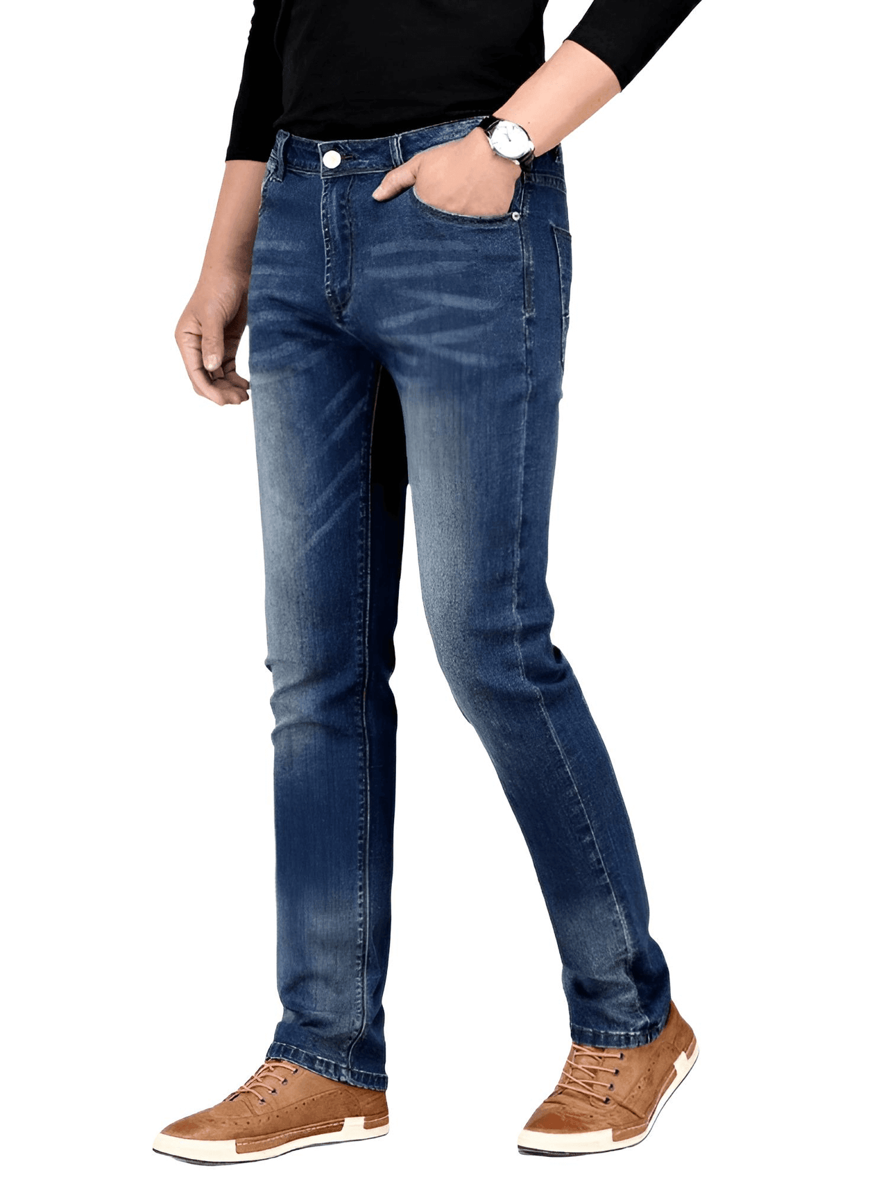 Men's Straight Classic Cotton Fabric Mid Denim Jeans -, Pants , Drestiny , 28, 29, 30, 31, 32, 33, 34, 35, 36, 38, 40, 42, Australia, Blue, Casual Pants, Dark Blue, FR, Jeans, New Zealand, United Kingdom, United States , Drestiny , www.shopdrestiny.com