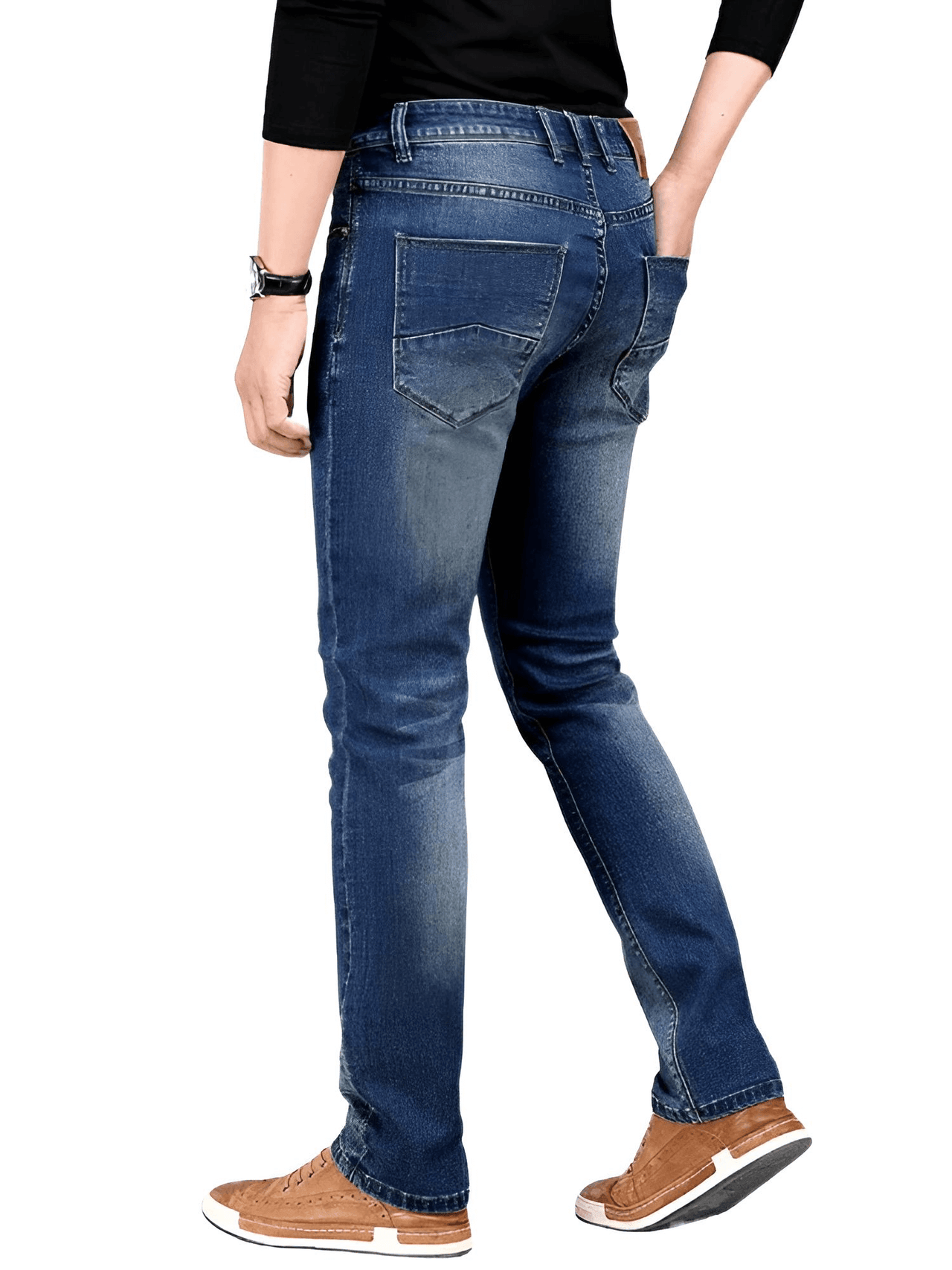 Men's Straight Classic Cotton Fabric Mid Denim Jeans -, Pants , Drestiny , 28, 29, 30, 31, 32, 33, 34, 35, 36, 38, 40, 42, Australia, Blue, Casual Pants, Dark Blue, FR, Jeans, New Zealand, United Kingdom, United States , Drestiny , www.shopdrestiny.com