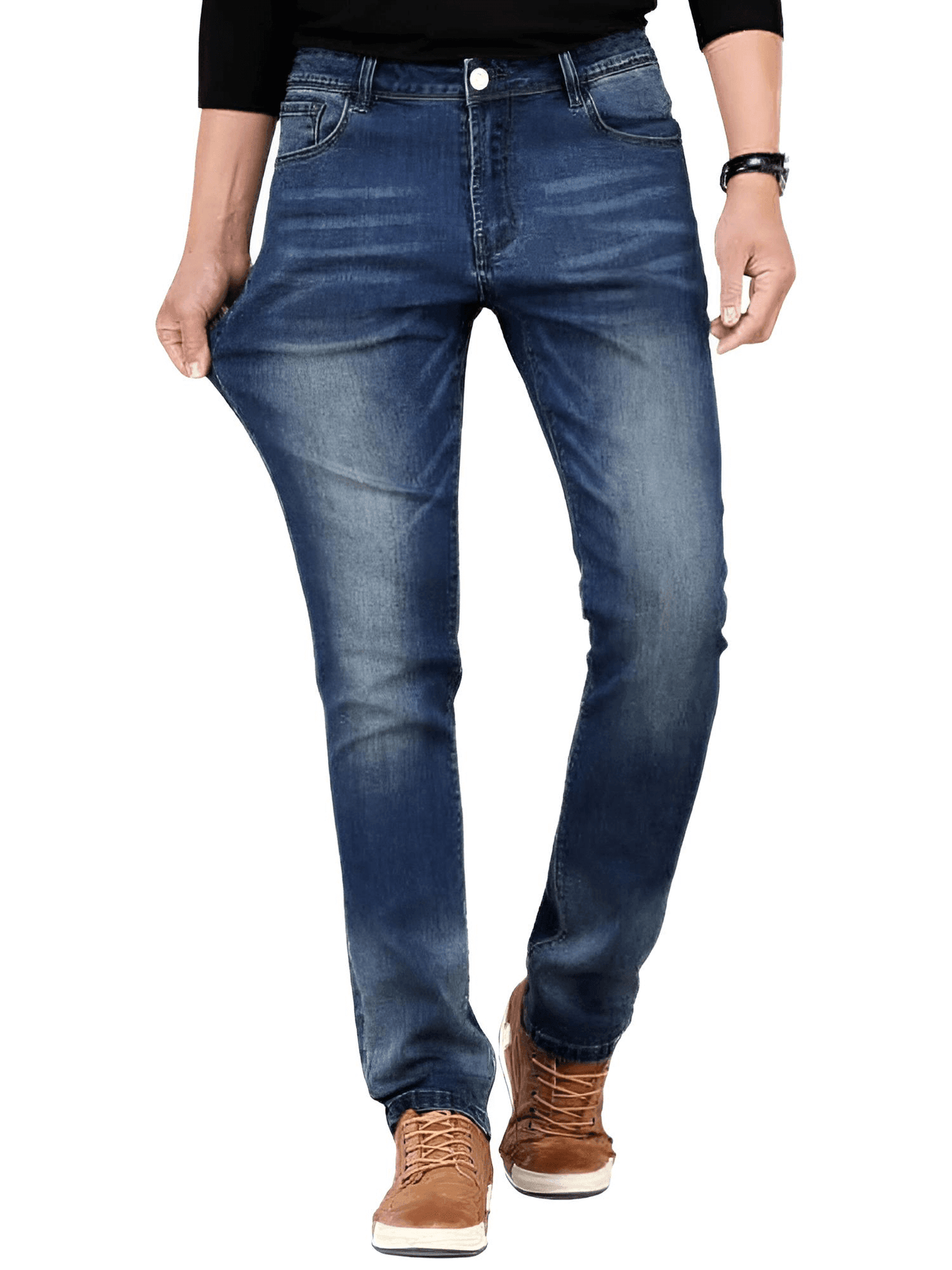 Men's Straight Classic Cotton Fabric Mid Denim Jeans -, Pants , Drestiny , 28, 29, 30, 31, 32, 33, 34, 35, 36, 38, 40, 42, Australia, Blue, Casual Pants, Dark Blue, FR, Jeans, New Zealand, United Kingdom, United States , Drestiny , www.shopdrestiny.com