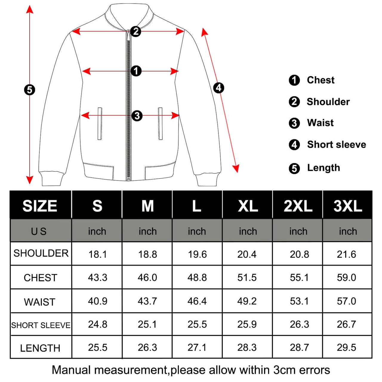 Streetwear Winter Jackets - Size Guide