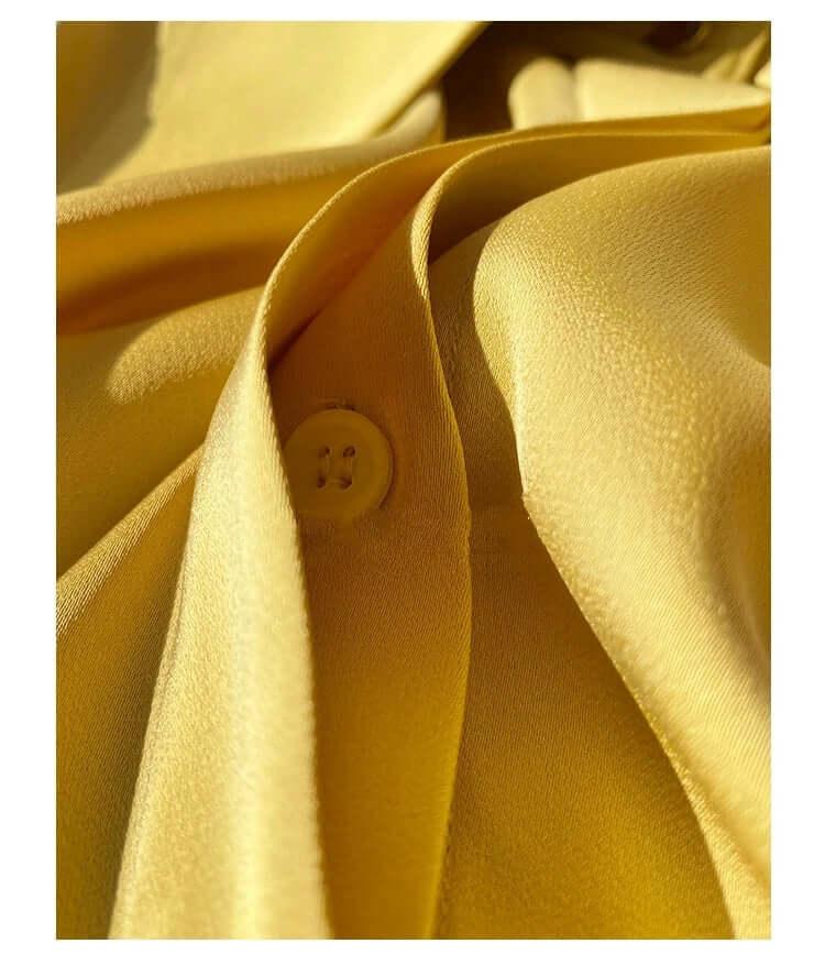 Stylish Elegant Turn Down Collar Long Sleeve Satin Shirt -, Blouse , Drestiny , Australia, Blouses, Dress Shirts, L, Long Sleeves, M, Mustard Yellow, New Zealand, S, United Kingdom, United States, White, XL, XXL , Drestiny , www.shopdrestiny.com