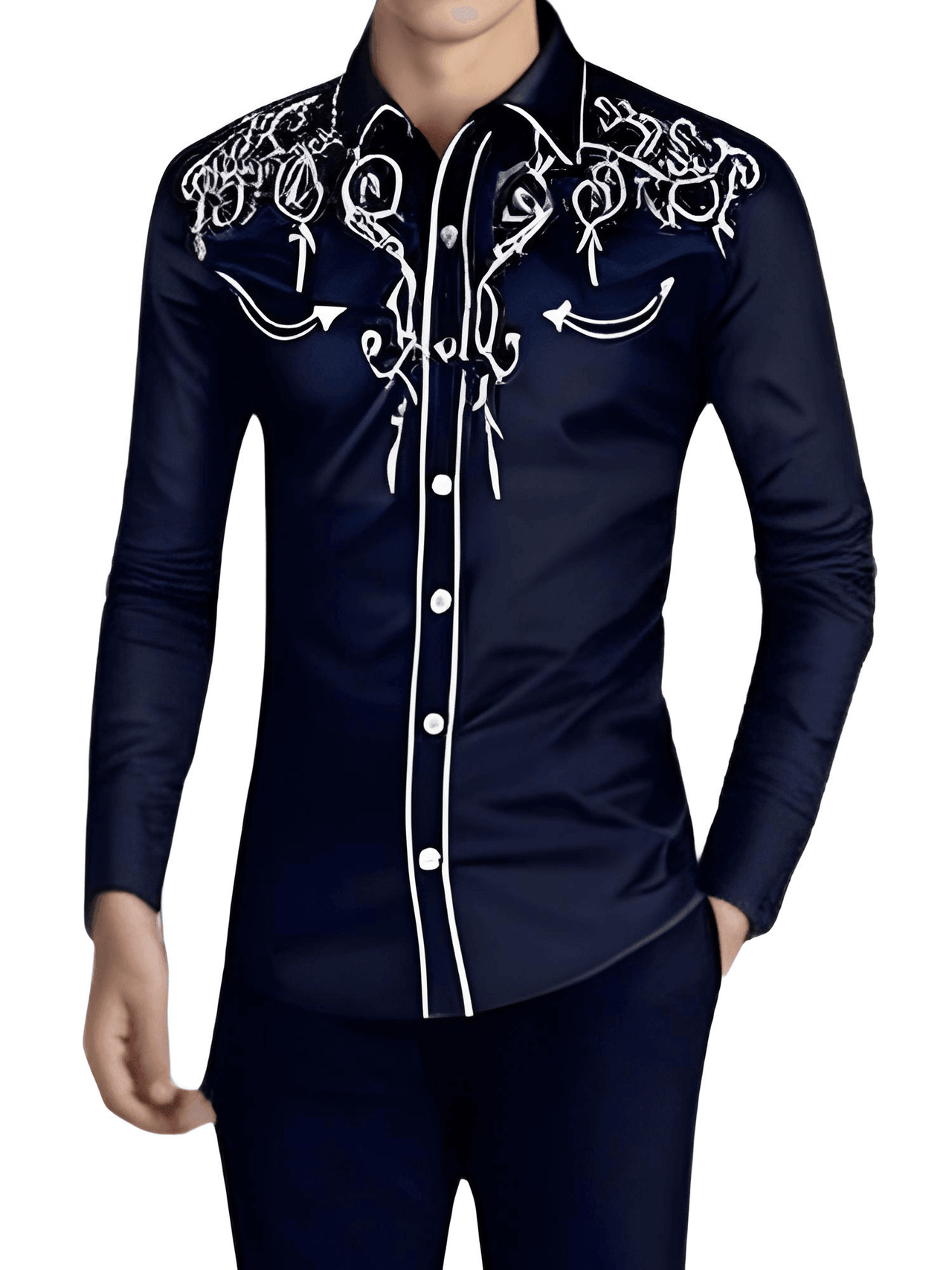 Stylish Western Cowboy Shirt Men -, Shirts & Tops , Drestiny , Australia, Black, Canada, Casual Shirts, Dark Blue, Dress Shirts, L, Long Sleeves, M, New Zealand, Red, S, United Kingdom, United States, White, XL, XXL , Drestiny , www.shopdrestiny.com