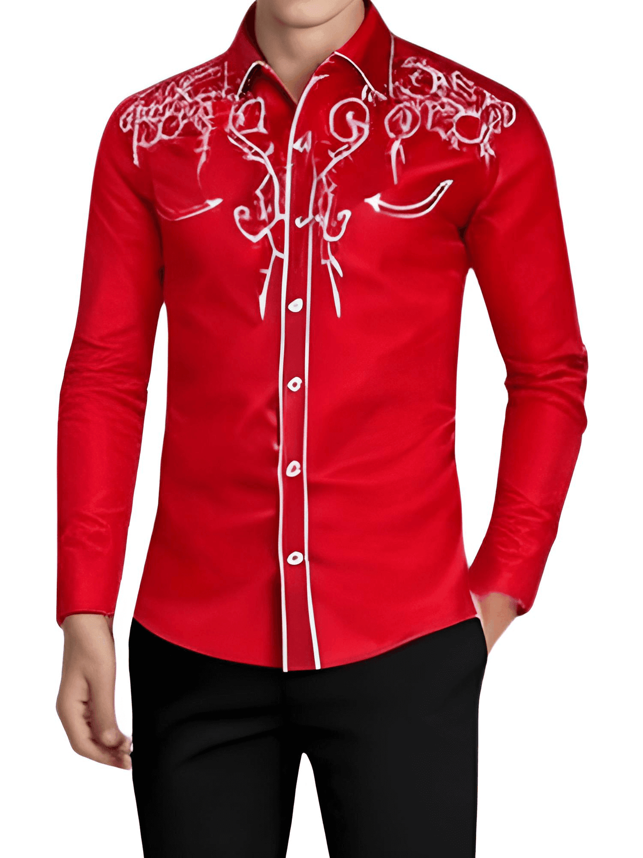 Stylish Western Cowboy Shirt Men -, Shirts & Tops , Drestiny , Australia, Black, Canada, Casual Shirts, Dark Blue, Dress Shirts, L, Long Sleeves, M, New Zealand, Red, S, United Kingdom, United States, White, XL, XXL , Drestiny , www.shopdrestiny.com