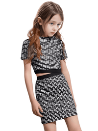 Thumbnail for Summer Girls Skirt Suit T-Shirt Skirt Plaid Pattern Fashion Children's Clothing 7-14Y