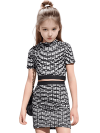 Thumbnail for Summer Girls Skirt Suit T-Shirt Skirt Plaid Pattern Fashion Children's Clothing 7-14Y