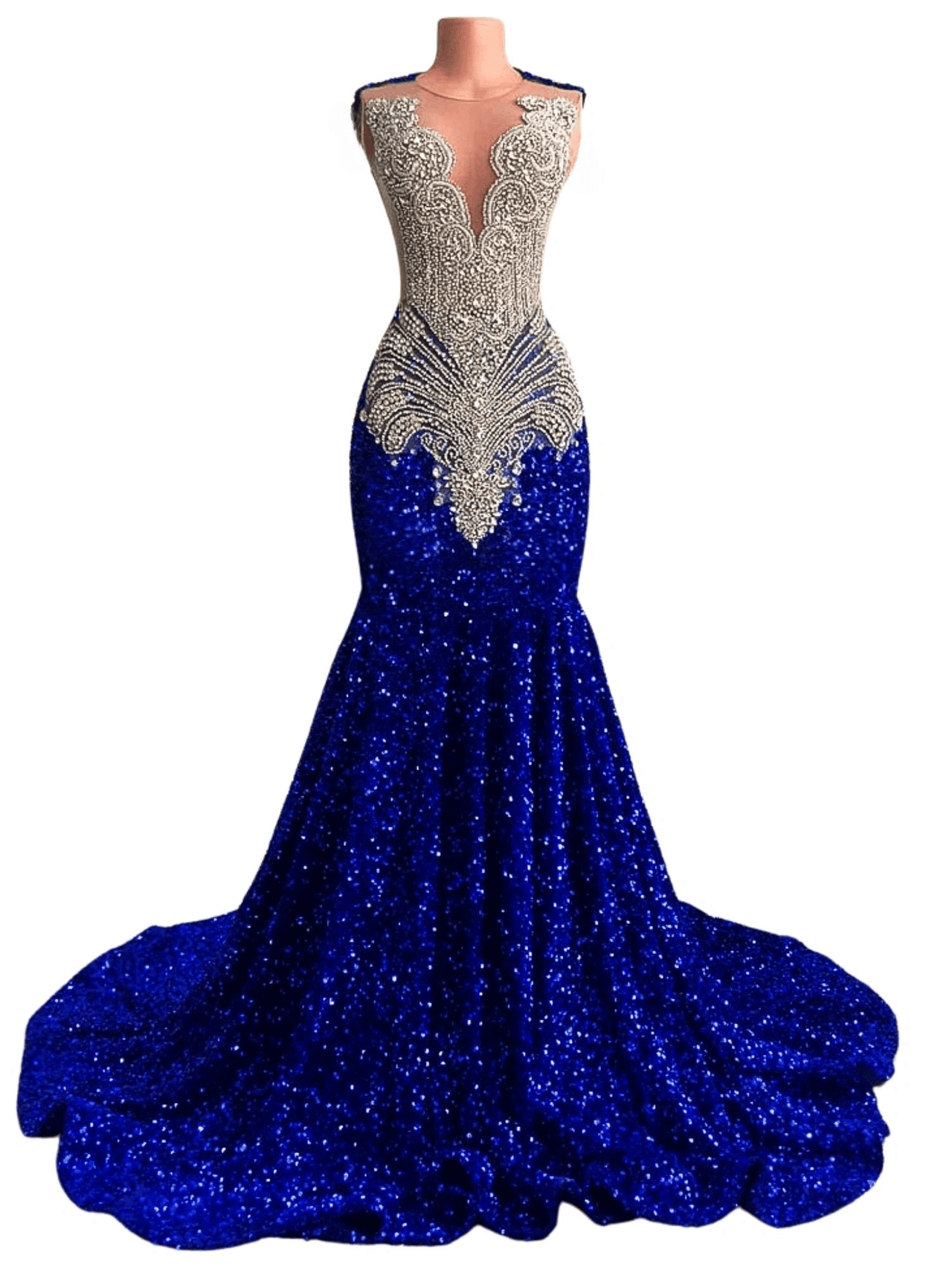 The Diamond Veil: Sequined Couture Evening Gown, Drestiny, Maxi Dresses, Sleeveless, 2, 4, 6, 8, 10, 12, 14, 16, Prom Dresses, Couture Dresses, United States, USA, Canada, Australia, United Kingdom, UK, Royal Blue, Pink, Grey, Silver, custom couture gown designers, bespoke evening gowns, luxury custom dressmakers, couture gowns, shopdrestiny.com