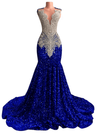 Thumbnail for The Diamond Veil: Sequined Couture Evening Gown, Drestiny, Maxi Dresses, Sleeveless, 2, 4, 6, 8, 10, 12, 14, 16, Prom Dresses, Couture Dresses, United States, USA, Canada, Australia, United Kingdom, UK, Royal Blue, Pink, Grey, Silver, custom couture gown designers, bespoke evening gowns, luxury custom dressmakers, couture gowns, shopdrestiny.com