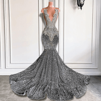 Thumbnail for The Diamond Veil: Sequined Couture Evening Gown, Drestiny, Maxi Dresses, Sleeveless, 2, 4, 6, 8, 10, 12, 14, 16, Prom Dresses, Couture Dresses, United States, USA, Canada, Australia, United Kingdom, UK, Royal Blue, Pink, Grey, Silver, custom couture gown designers, bespoke evening gowns, luxury custom dressmakers, couture gowns, shopdrestiny.com