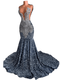 Thumbnail for The Diamond Veil: Sequined Couture Evening Gown, Drestiny, Maxi Dresses, Sleeveless, 2, 4, 6, 8, 10, 12, 14, 16, Prom Dresses, Couture Dresses, United States, USA, Canada, Australia, United Kingdom, UK, Royal Blue, Pink, Grey, Silver, custom couture gown designers, bespoke evening gowns, luxury custom dressmakers, couture gowns, shopdrestiny.com