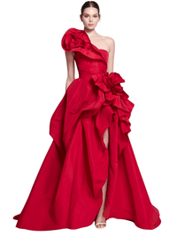 Thumbnail for The Signature Dahlia: Custom Red Satin Couture Gown, Drestiny, Maxi Dresses, Sleeveless, One Shoulder, Red, Custom Colors, Custom-Made, USA, United States, Canada, Australia, New Zealand, United Kingdom, UK, 2, 4, 6, 8, 10, 12, 14, 16, 18, 20, 22, 24, 26, 28, 14W, 16W, 18W, 20W, 22W, 24W, 26W, 28W, Custom Sizing, Red satin one shoulder prom dress, 3D flower prom dress, Custom red formal dress, a-line red evening gown, Elegant one shoulder party dress red, shopdrestiny.com