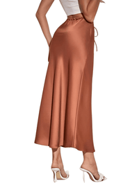 Thumbnail for Trendy High Waist A Line Long Satin Skirts For Women -, Skirts, Drestiny, Australia, Brown, Chocolate, Grey, Black, Beige, Dark Green, Army Green, Navy Blue, Blue Grey, Wine Red, Champagne, FR, Grey, L, M, New Zealand, S, Skirts, United Kingdom, United States, XL, Drestiny, long satin skirt, satin maxi skirt, silk satin skirt, satin slip skirt maxi, brown satin maxi skirt, www.shopdrestiny.com